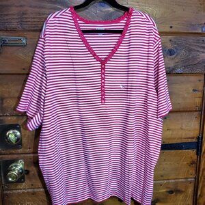 Woman's Plus Size Pink/Red and White Stripe Shirt